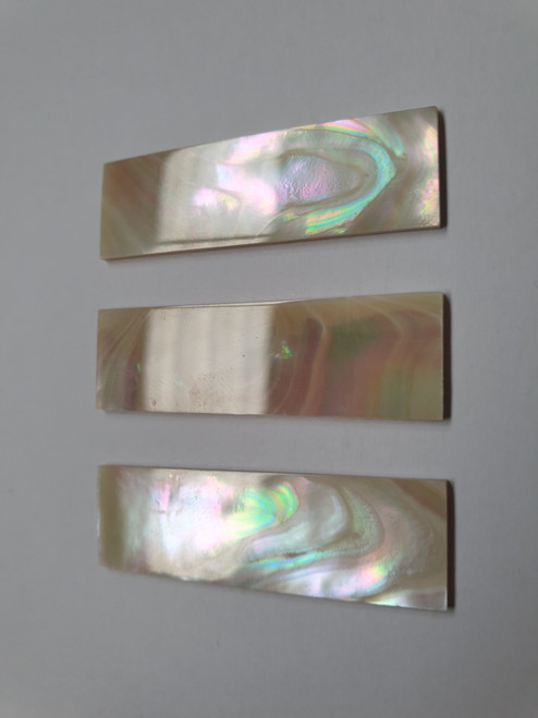 Green Turban (Green snail) flat inlay blanks polished 1 side, size 15mm (0.6") width x 50mm (1.97") length x 1.5mm (0.06") thickness A grade.