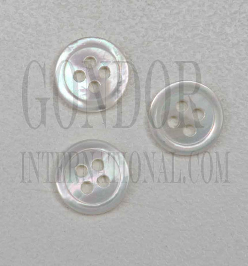White Mother of Pearl buttons 4 hole size 20L (12.66mm) x 2mm thickness white both sides, finished buttons.