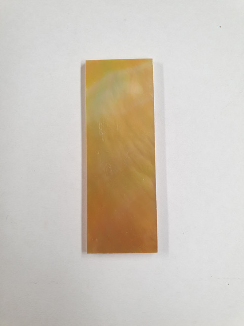 Gold MOP flat inlay blanks size 22.5mm (0.886") width x 63.5mm (2.5") length x 2mm (0.08") thickness A grade. Polished 1 side.