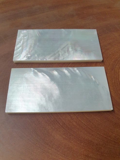 White Mother of Pearl flat inlay blanks size 37mm (1.46") width x 78mm (3.07") length x 4mm (0.157") thickness.