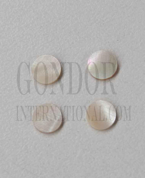 Green Turban (Green snail) shell dots 4mm diameter 1.5mm thickness are round flat shell pcs cut to precise diameter and thickness. Ideal for use in inlay applications - for fretboard markers and general inlay or jewellery decorations. All dots are A grade.