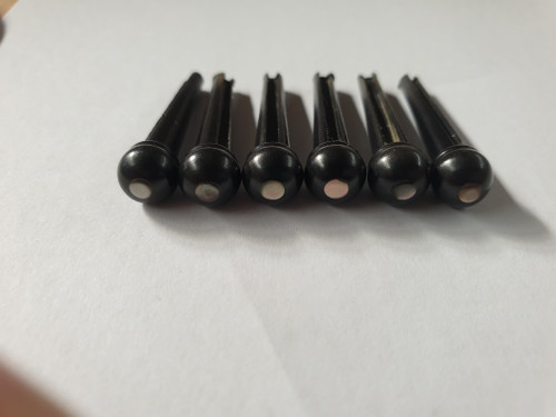 1 set Guitar bridge pins Size 2A Ebony with Black MOP dot