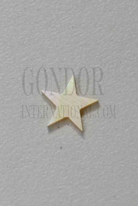 Gold Mother of Pearl 5 point stars size 20mm x 1.5mm thickness. Some uses include fretboard markers, musical instrument inlay, furniture inlay, pool cue inlay and other general decorative inlay and jewellery applications. All pcs are A grade.
