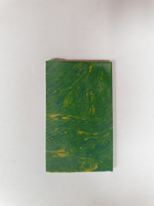 Green Lime reconstituted stone blanks 30 x 50 x 2mm suitable for inlay. Can be cut with standard cutting tools - jewellery saw similar in characteristics to mother of pearl (hardness approx. 3. Can be sanded and polished same way as shell material. All pcs are A grade good on both sides.