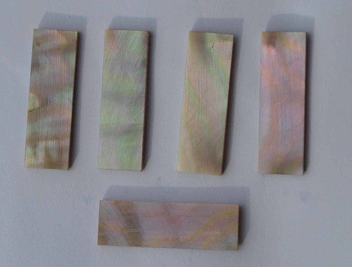 Awabi flat inlay blanks 9x29x1mm A grade good on both sides no shell skin or worm damage - also known as Awabi (Goldfish) bow slides for violin.