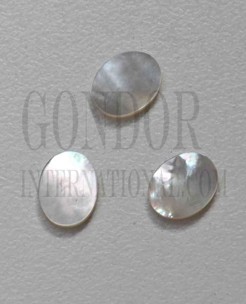 White Mother of Pearl oval blanks size 12mm (0.47") width x 21mm (0.83") length x 3mm (0.118") thickness. polished 1 side.  Some uses include fretboard markers, musical instrument inlay, furniture inlay and other general decorative inlay and jewellery applications. All pcs are A grade.