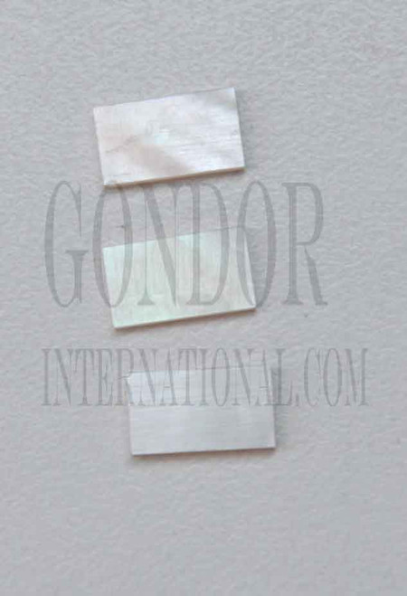 White Mother of Pearl flat inlay blanks polished 1 size 12mm (0.472) width x 13.5mm (0.531") length x 1mm (0.04") thickness A grade clean on both sides.