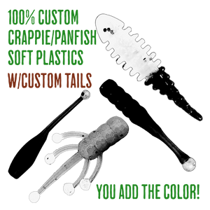 Blind Squirrel Baits Fully Custom Crappie/Panfish Soft Plastics w/Custom Tails