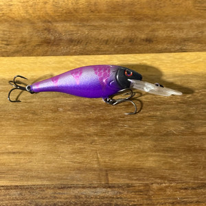 Blind Squirrel Baits, hand painted, deep diving crankbait in our Purple Runner paint pattern.