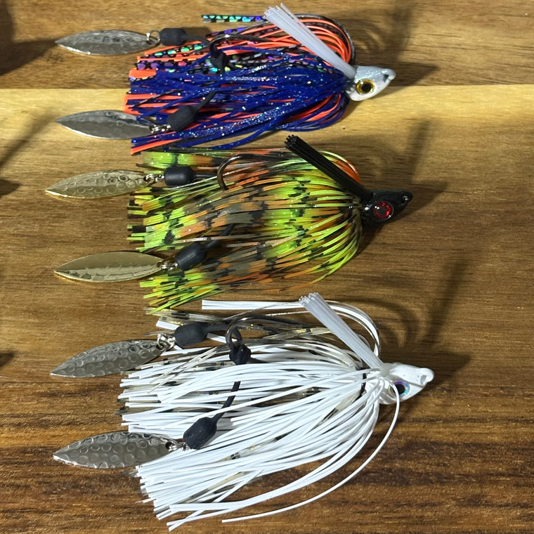 3 swim jigs with tail spinners
