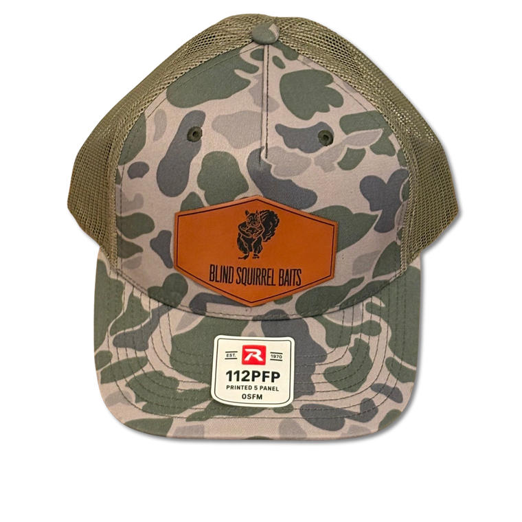 Blind Squirrel Leather Patch Camo Hat