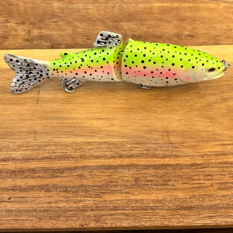 Blind Squirrel Baits custom painted 6.5 inch rainbow trout glide bait