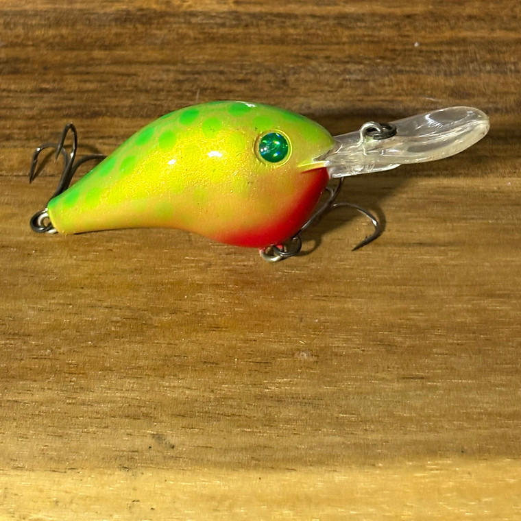Blind Squirrel Baits deep diving crankbait. Hand painted custom Golden Green paint job.