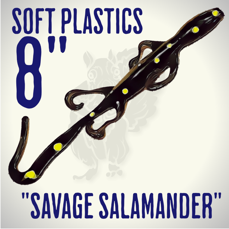 Blind Squirrel Baits 8" "Savage Salamander" Soft Plastic Bait