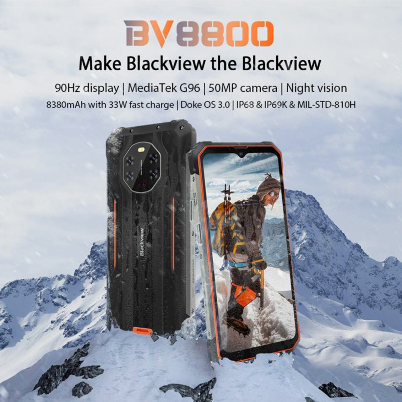 Blackview BV8800 Rugged Phone, IR Night Vision Camera, 8GB+128GB