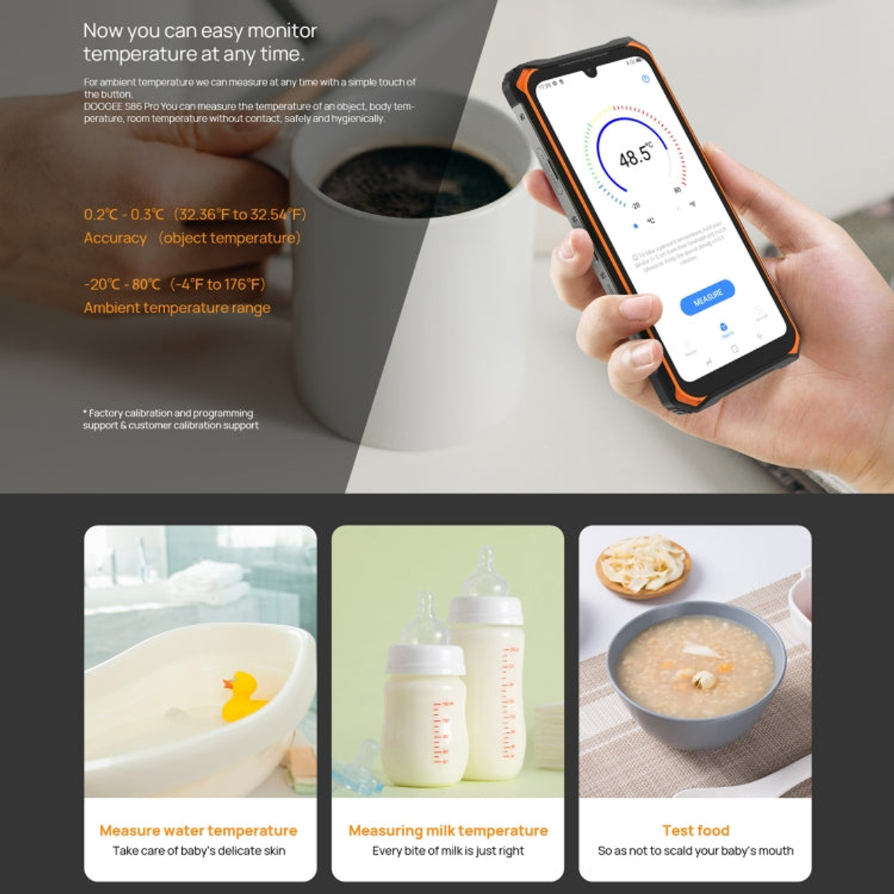 DOOGEE S86 Pro Rugged Phone, Forehead Thermometer, 8GB+128GB