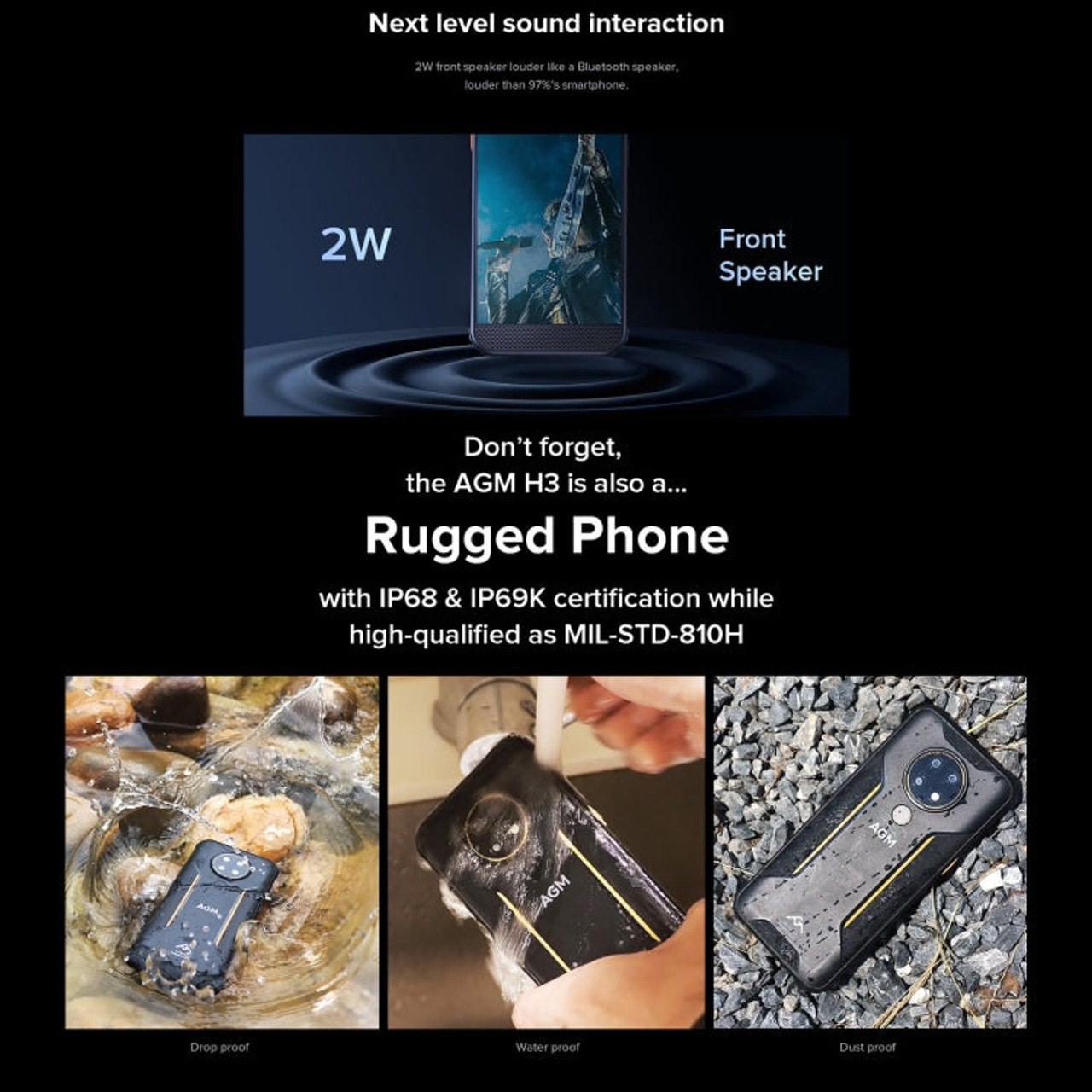 AGM H3 EU Version Rugged Phone, Night Vision Camera, 4GB+64GB