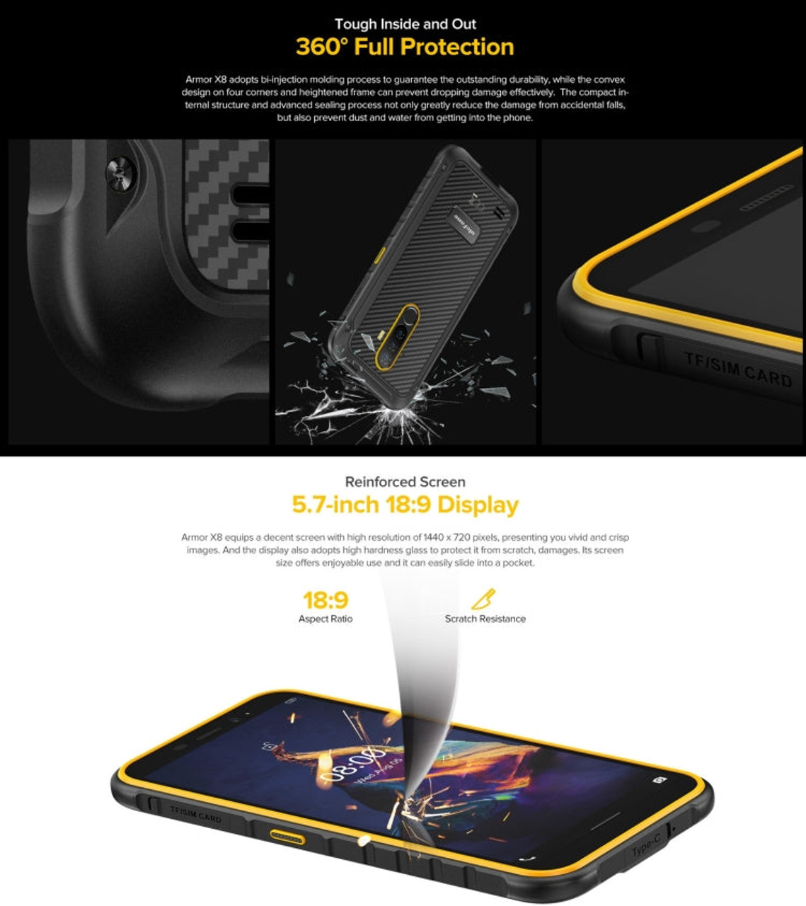 Ulefone Armor X8 Rugged Phone,  4GB+64GB
