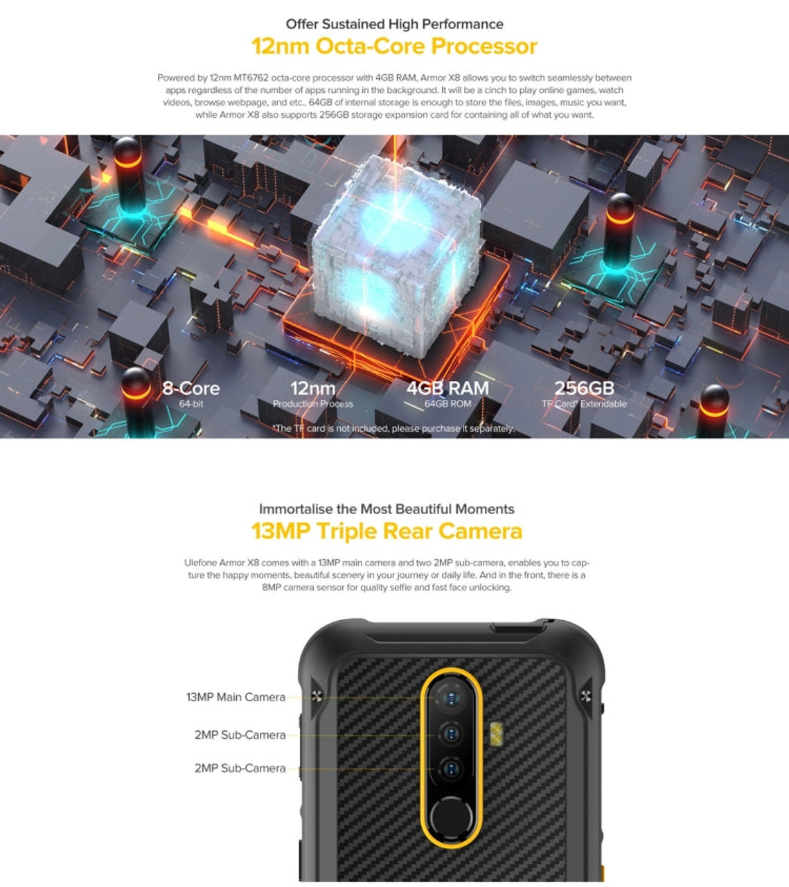 Ulefone Armor X8 Rugged Phone,  4GB+64GB
