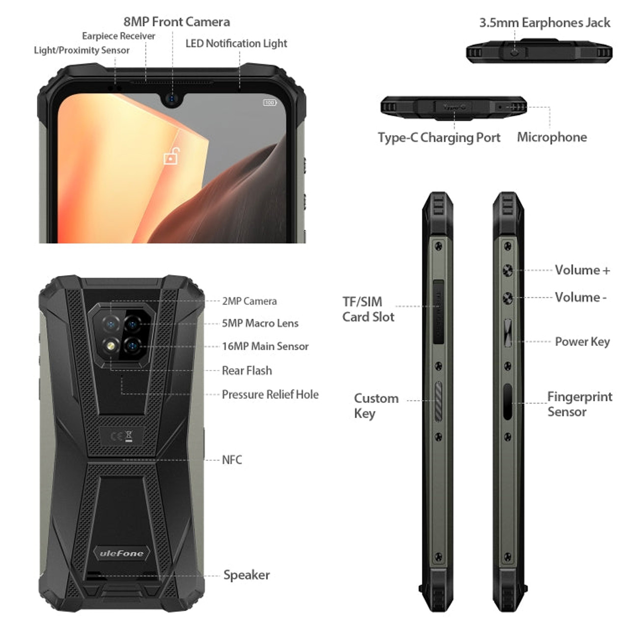 Ulefone Armor 8 Pro Rugged Phone, 8GB+128GB