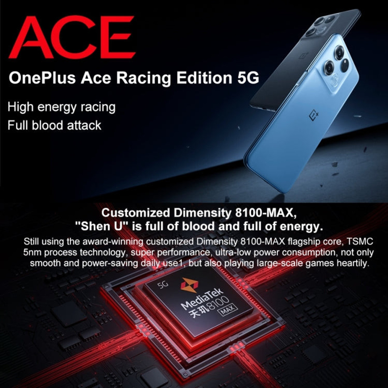 OnePlus Ace Racing 5G, 64MP Camera, 8GB+256GB