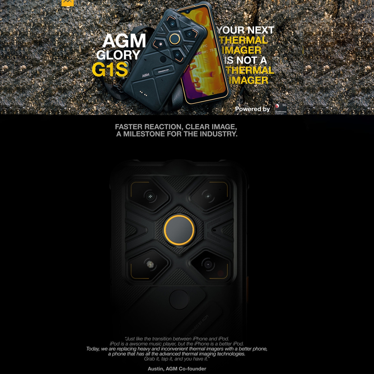 AGM Glory G1S US Version 5G Rugged Phone, Night Vision Camera + Thermal Imaging Camera, 8GB+128GB