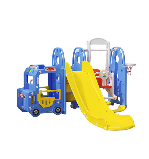 Bus Playhouse with swing , slide and Ball frame  (BLUE)