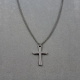 Cross Necklace in Stainless Steel on 20 inch Box Chain