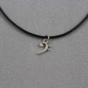 Sterling Bass Cleff on Waxed Cotton Cord