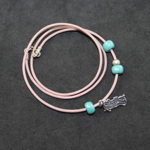 Kinetic Bracelet in Pink Leather With Silver Music Staff Charm