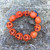 Skull Bracelet, Orange Dyed Howlite Stone on Stretch Cord
