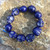Skull Bracelet, Dark Blue Dyed Howlite Stone Large Beads on Stretch Cord