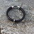 Black Leather Bracelet with Silver Gear Embellishment