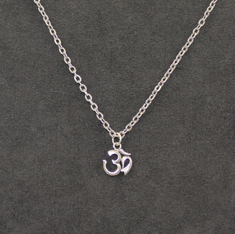Sterling Om symbol on stainless steel chain 18"