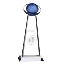 Blue Orb Engraved Crystal Award