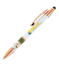 Festive Merry Christmas & Happy New Year Stylus Copper Pen - Full Color Imprint