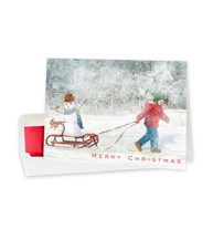 Child with Sled Personalized Christmas Cards