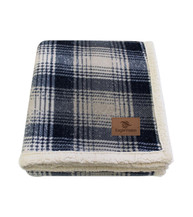 Cottage Plaid Sherpa Blanket with Tan Patch