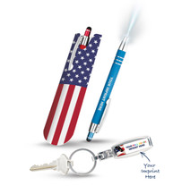 Patriotic Bundle: Personalized Pens w/ Patriotic Sleeve + Key Rings