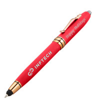 Royale Tech Soft Touch Triple Function Copper Pen with Happy Holidays Royale Tech Soft Touch Triple Function Copper Pen with Happy Holidays
