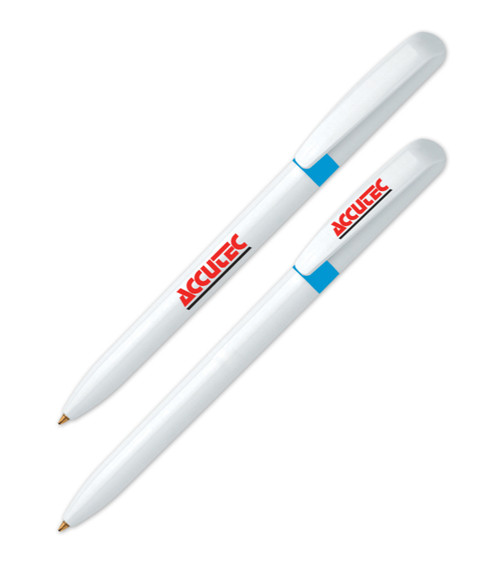 Pivo White Promotional Pen with Color Ring