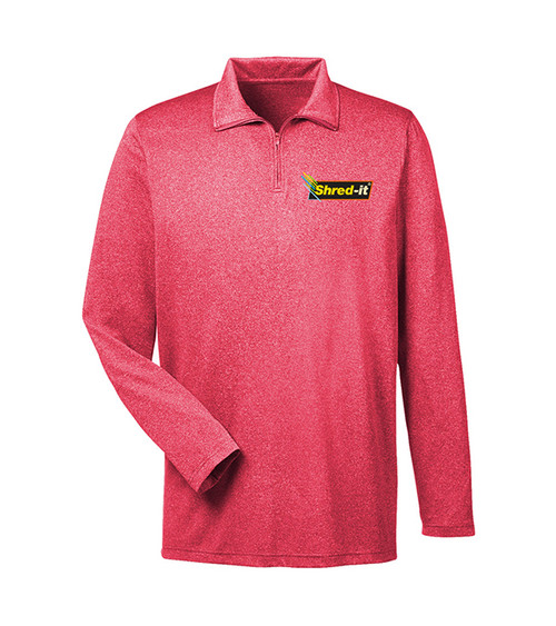 Ultraclub® Men's Cool & Dry Heathered Performance Quarter-Zip - Embroidered