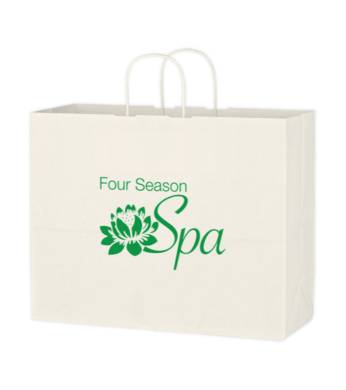 Kraft Paper White Shopping Bag - 16 x 12-1/2, Kraft Paper White Shopping Bag - 16 x 12-1/2  Kraft Pa