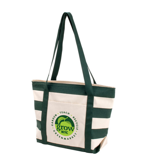 Striped Accent Boat Tote - Full Color Imprint