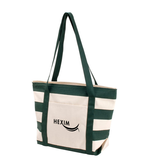 Striped Accent Boat Tote - Single Color Imprint