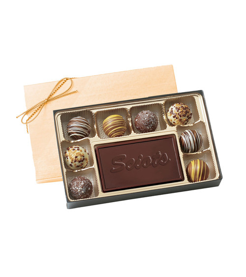 Filled Truffles Gift Box with Dark Chocolate Centerpiece