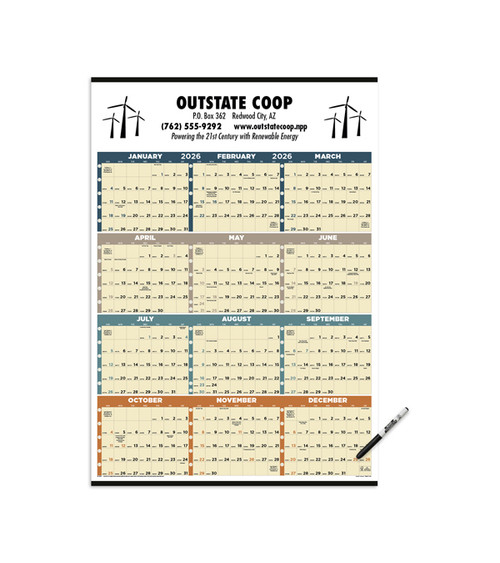 Time Management Span-A-Year Calendar (Laminated w/ Marker)