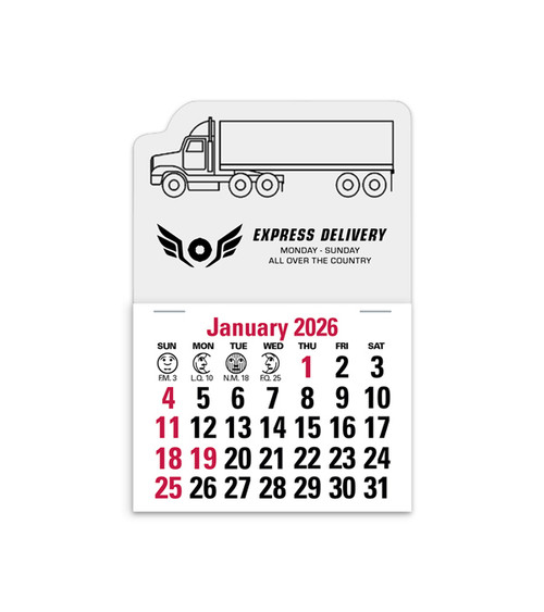 2-Color Stick Up Grid, English (14-Month) Left-Facing Tractor Trailer