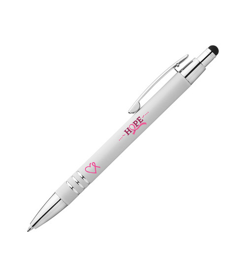 Pink Heart Ribbon Celena Stylus Soft Touch Pen