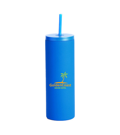20 oz Slim Rubberized Tumbler With Spill Reduction Straw